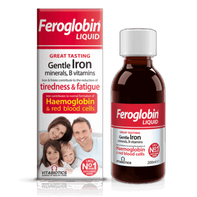 Vitabiotics Feroglobin Liquid Gentle Iron, Minerals, B vitamins 200ml (UK)