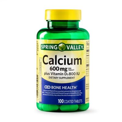 SPRING VALLEY CALCIUM PLUS VITAMIN D COATED TABLETS, 600 MG, 100 CT