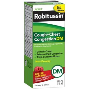 Rite Aid Robitussin Cough + Chest Congestion DM Max, Adult Maximum Strength, Raspberry - 8 fl oz